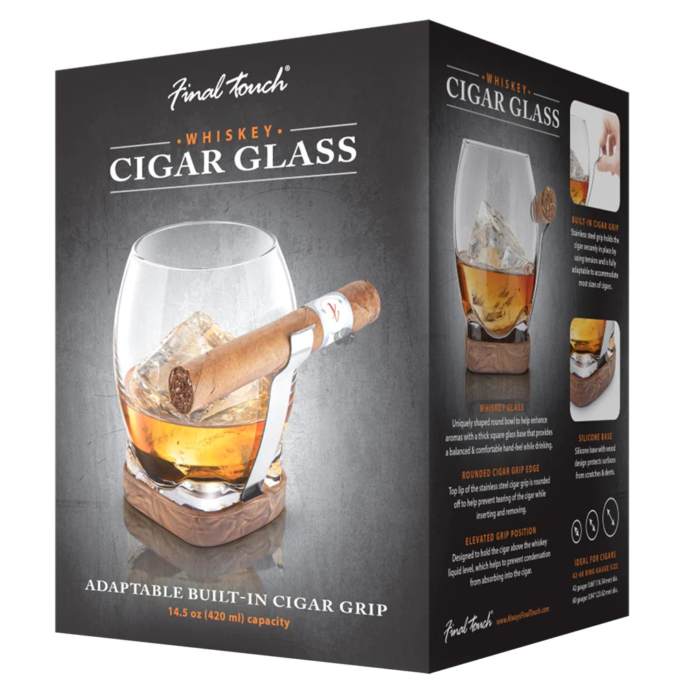 Final Touch Whiskey Cigar Glass With Adaptable Cigar Holder