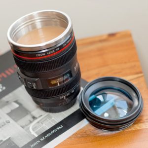 CAMERA LENS MUG WITH LID
