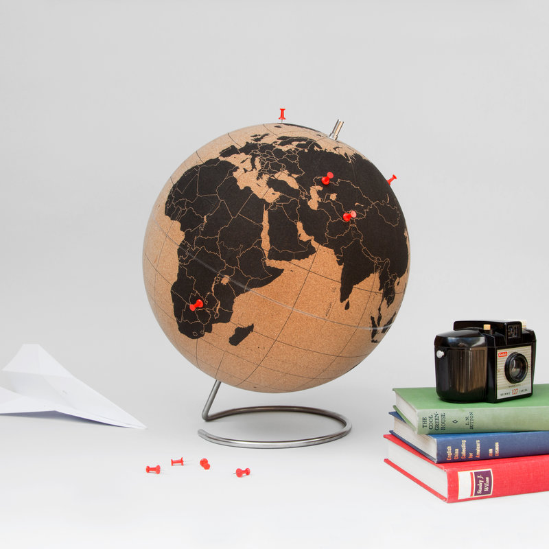 Original self adhesive cork world maps and cork globes