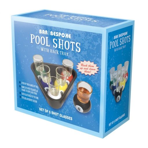 6 Pool Shot Glasses & Rack Tray - Image 4