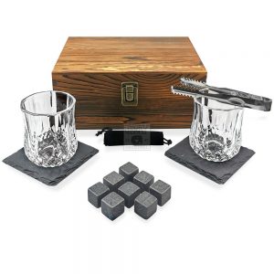Whiskey Glasses and Stones Set