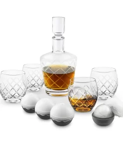 On The Rock Glass Etched Decanter Set