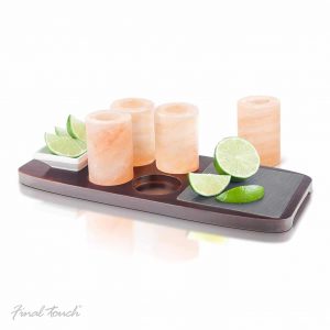 Final Touch Tequila Board 7 Piece Set Including Salt Shot Glasses