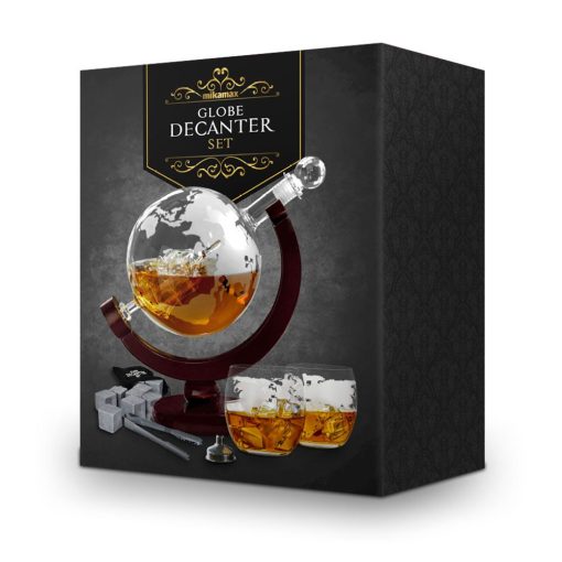 GLOBE DECANTER SET Including Whiskey Stones and Ice Tongs - Image 4