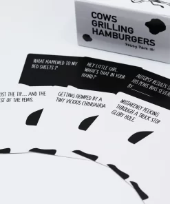 Alternative view of Cows grilling hamburgers
