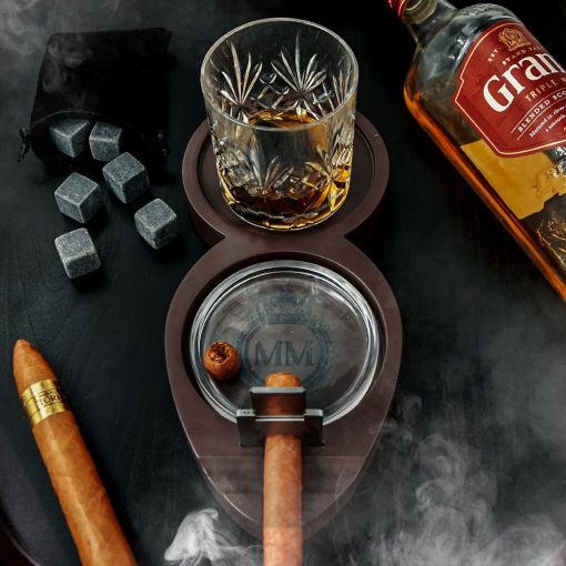 WHISKEY & CIGAR TRAY including glass & whiskey stones - Image 4