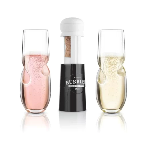 Final Touch Bubbles Sparkling, Champagne, Bubbly Glass Set with Opener - 10 oz (300 ml) - Image 2