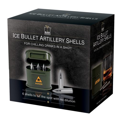 Bullet Ice Cubes in Ammo Case Silver 6 Pack