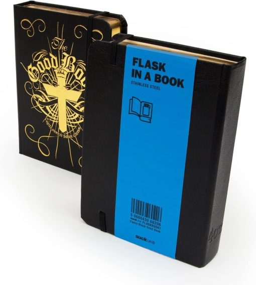 Fancy black good book flask