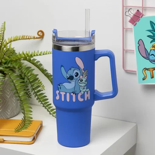 Stitch Blue 900ml Multiway Travel Cup and Straw - Image 2