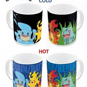 Pokemon - Heat Change Mug Squirtle - Pikachu - Charmander And Bulbasaur 325 Ml