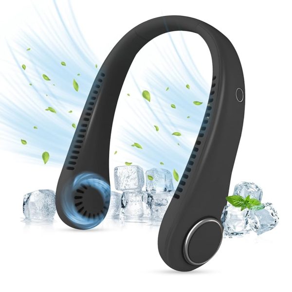 Bladeless USB Rechargeable Neck Fan Black - Image 2