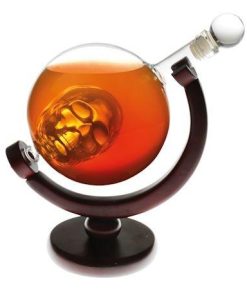 Skull Decanter with Wood Base