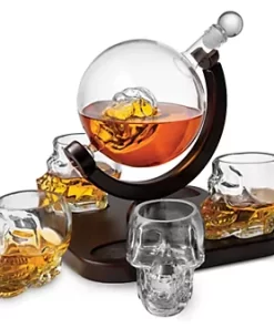 Five Piece Skull Decanter Set