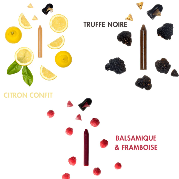 GOURMET GOURMAND BOX | 3 pencils: Balsamic & raspberry (ORGANIC) + Lemon (ORGANIC) + Black truffle - Image 3