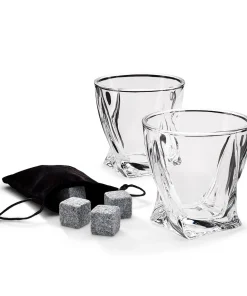Twisted Glass Set of 2 with Ice Stones