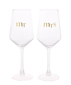 Set of 2 Wine Glasses - Mr & Mrs