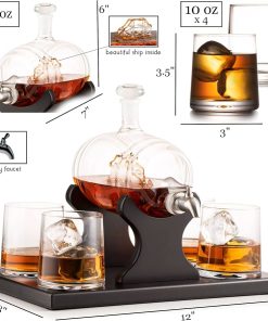 Whiskey Decanter Barrel Gift Set