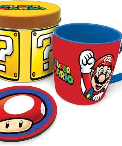 Super Mario Gift Set with Mug and Coaster in Reusable Gift Tin - Official Merchandise