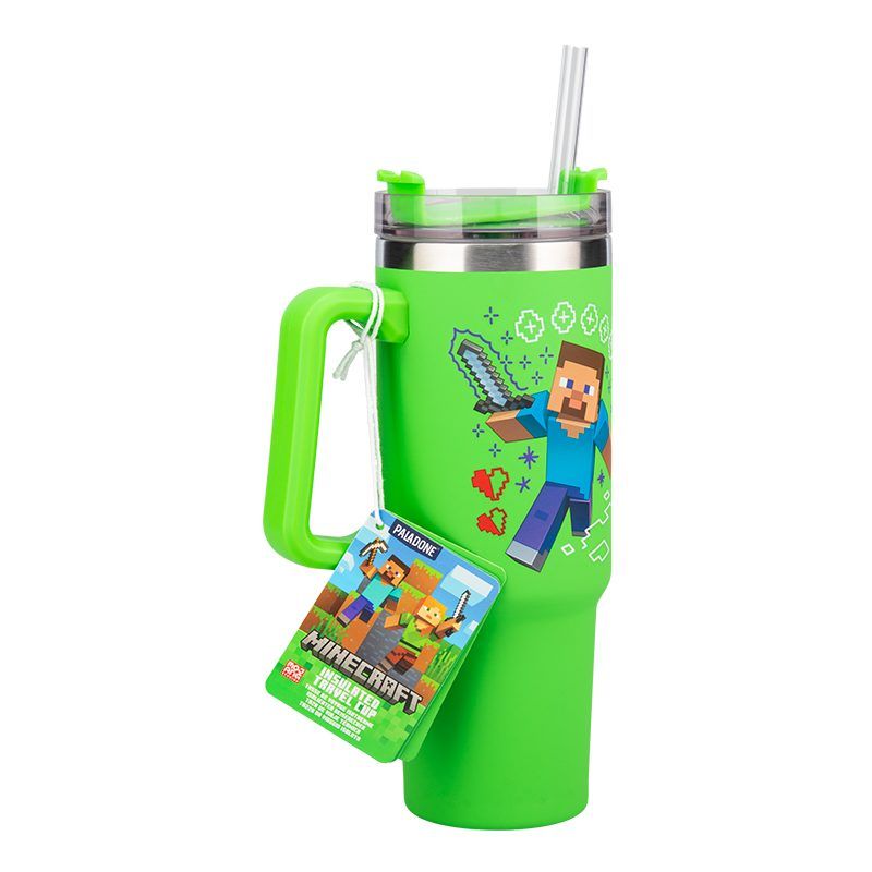 Minecraft Green 900ml Insulated Cup and Straw
