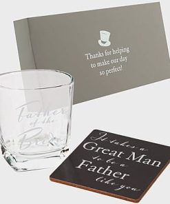 Whiskey Glass and Coaster Set - Father of the Bride