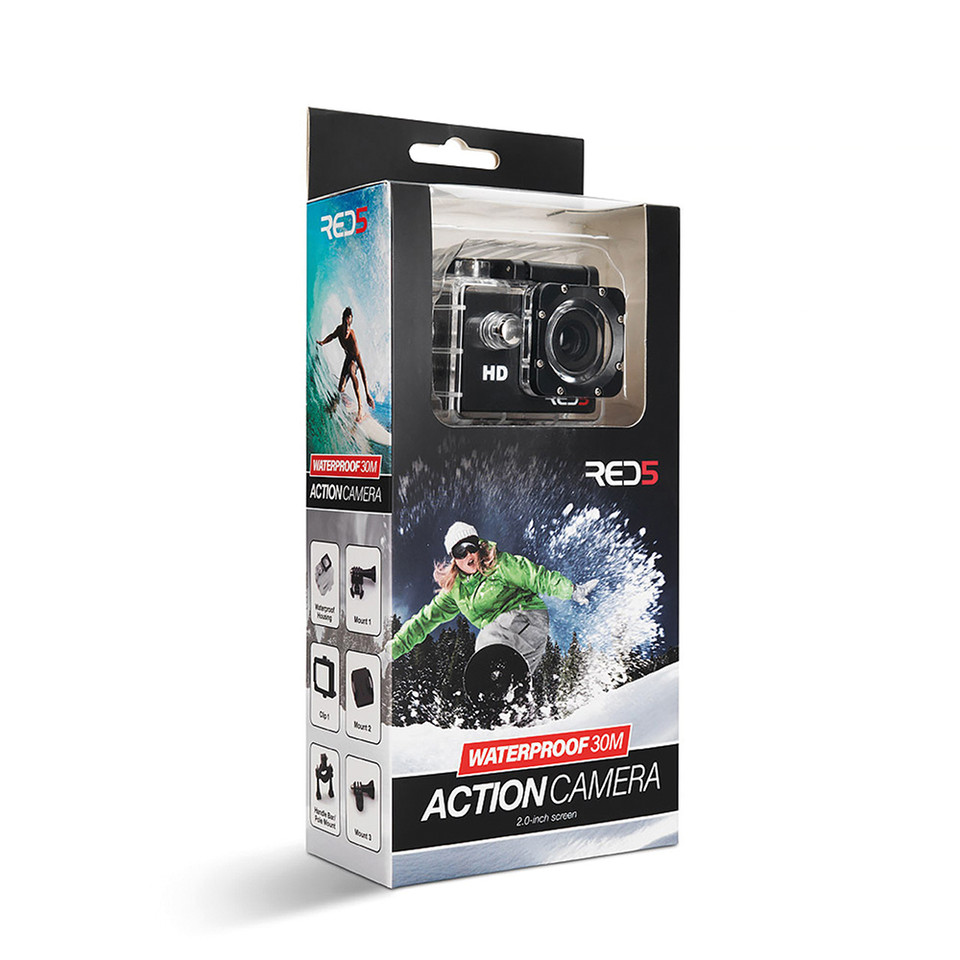Waterproof 30m Action Camera with Mounts